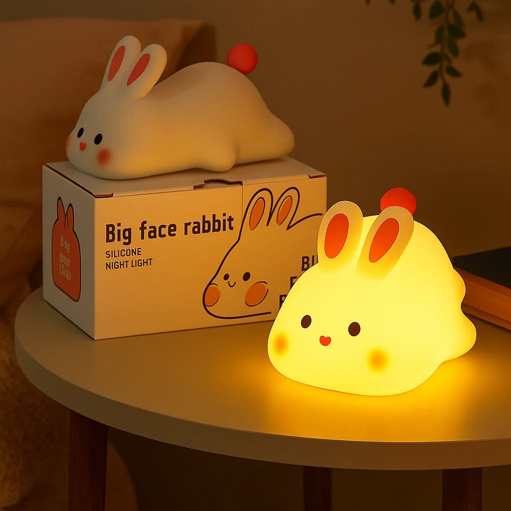 Big Face Rabbit – Lámpara de Silicona Nocturna 🐇✨